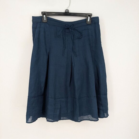 Y2K Banana Republic Midi Full Skirt Women Size 10 100% Linen Pleated Academia - Picture 1 of 12